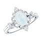 Oval Moonstone Cocktail Ring with Diamond