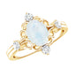 Oval Moonstone Cocktail Ring with Diamond