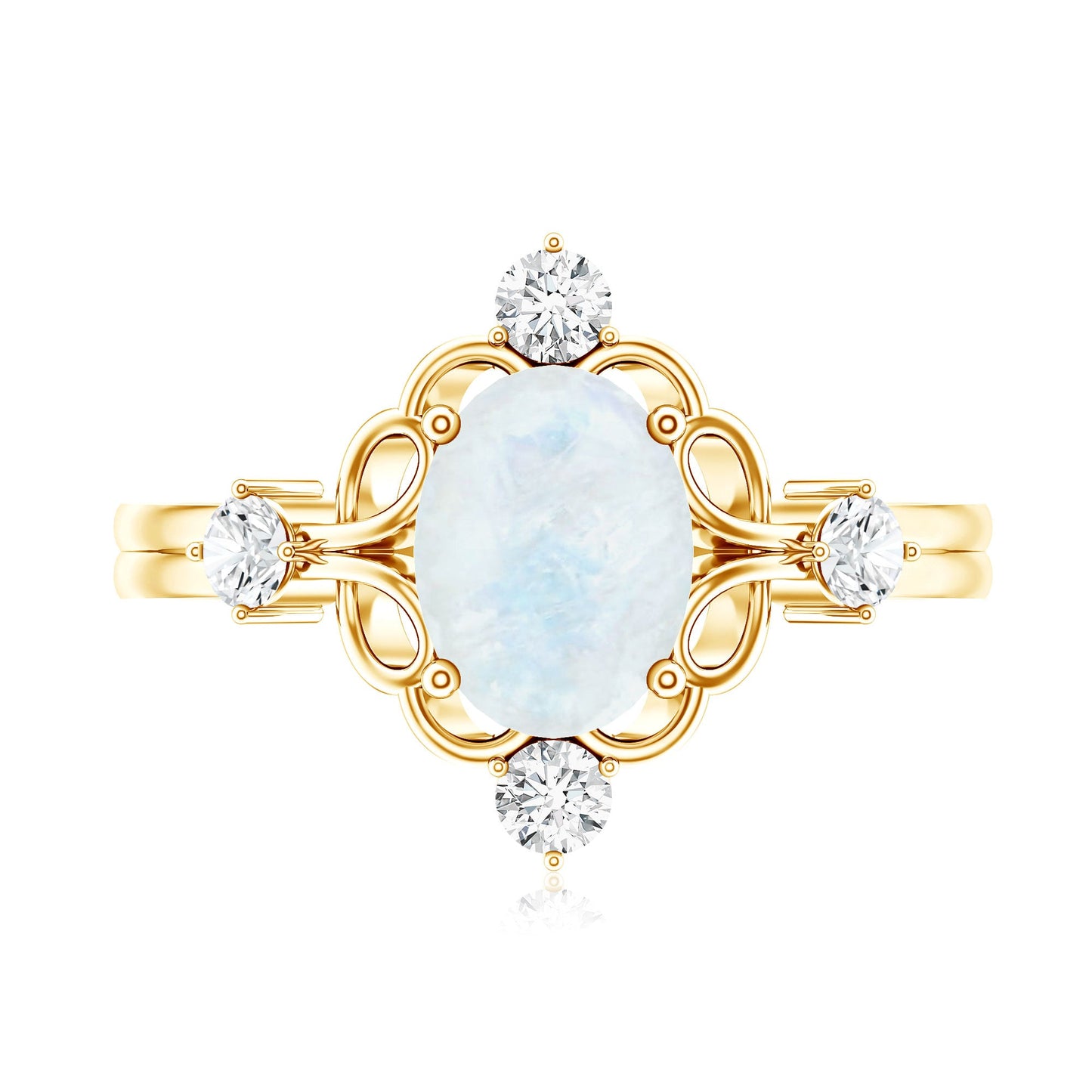 Oval Moonstone Cocktail Ring with Diamond