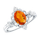 Oval Fire Opal Cocktail Ring with Diamond