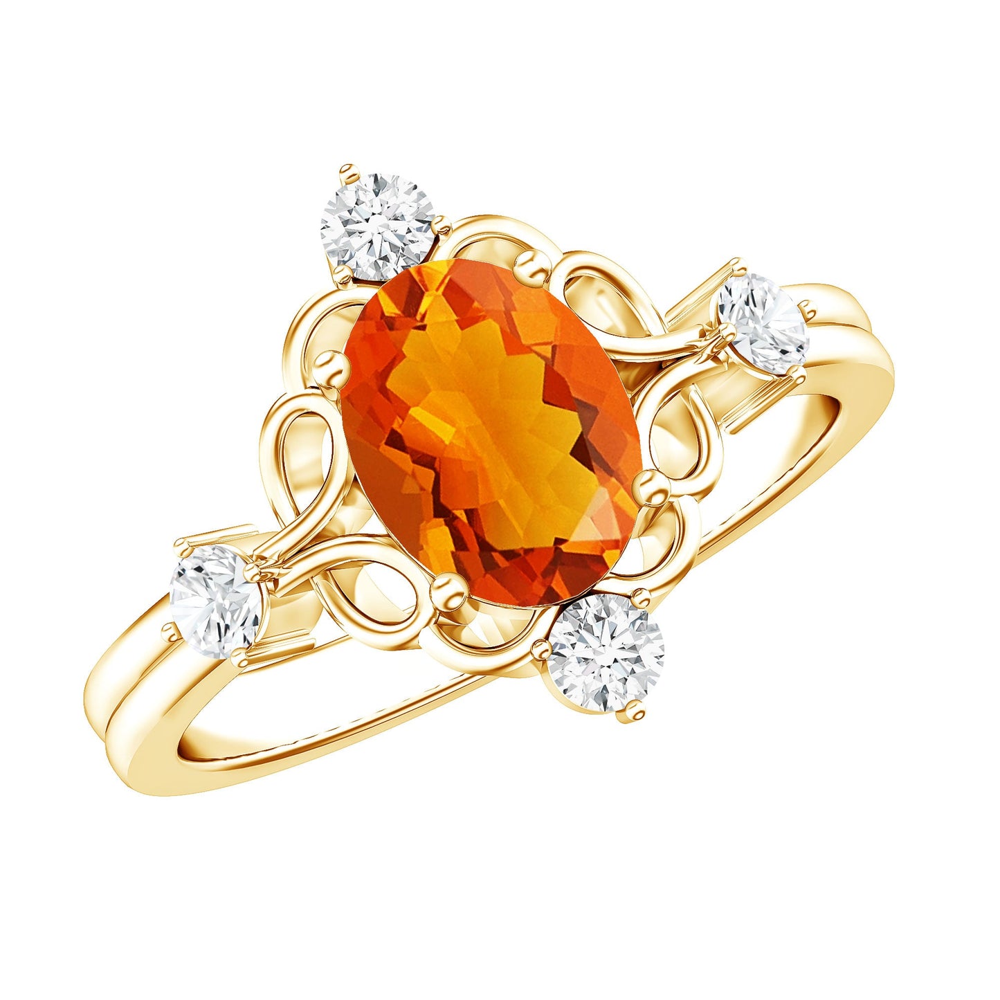 Oval Fire Opal Cocktail Ring with Diamond