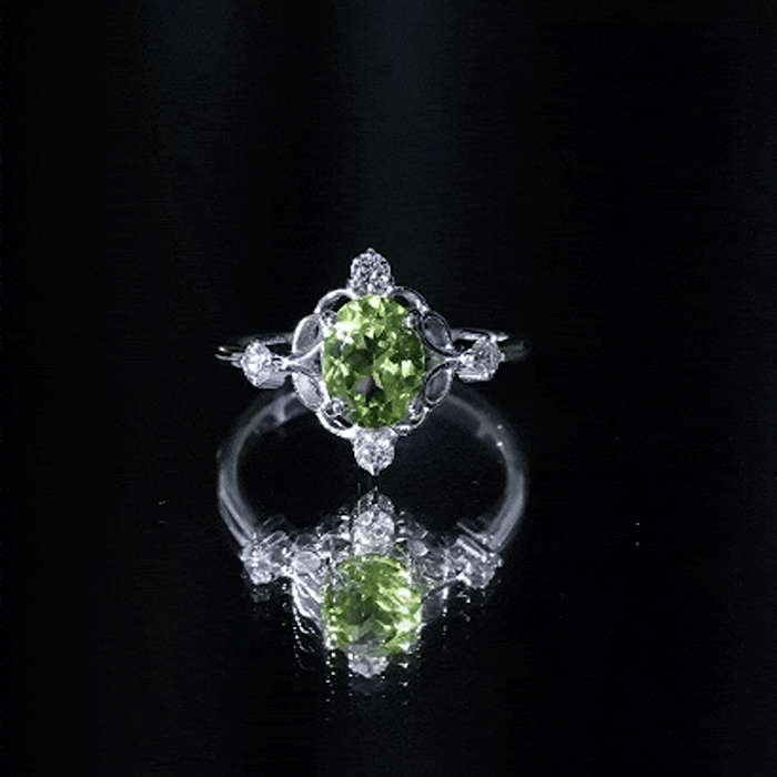 Oval Peridot Cocktail Ring with Diamond