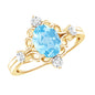 Art Deco Style 1 Carat Oval Shape Aquamarine and Diamond Cocktail Ring