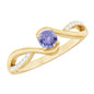Real Tanzanite Diamond Promise Ring with Bypass Shank