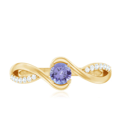 Real Tanzanite Diamond Promise Ring with Bypass Shank