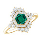 Lab Grown Emerald and Diamond Vintage Engagement Ring in Silver