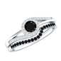 Certified Lab Grown Black and White Diamond Engagement Ring Set for Women