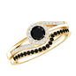 Certified Lab Grown Black and White Diamond Engagement Ring Set for Women