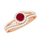 Natural Ruby Diamond Wedding Bridal Ring Set for Women