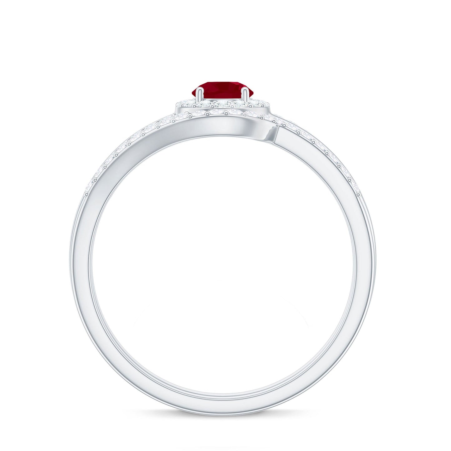Natural Ruby Diamond Wedding Bridal Ring Set for Women