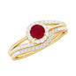 Natural Ruby Diamond Wedding Bridal Ring Set for Women