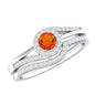 Certified Fire Opal Engagement Ring with Diamond Enhancer