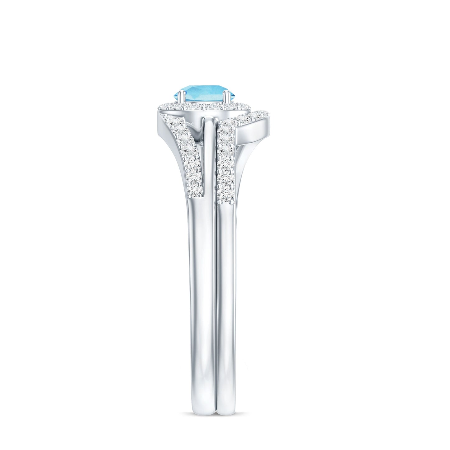Certified Real Aquamarine Engagement Ring with Diamond Enhancer