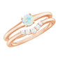 Minimal Ethiopian Opal Diamond Promise Ring Set