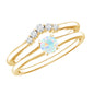 Minimal Ethiopian Opal Diamond Promise Ring Set