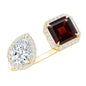 Natural Garnet Toi Et Moi Engagement Ring with Moissanite in Yellow Gold Plated Silver