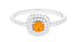0.4 Carat Classic Fire Opal Double Halo Engagement Ring with Diamond