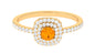 0.4 Carat Classic Fire Opal Double Halo Engagement Ring with Diamond