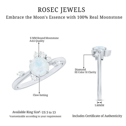 Moonstone and Diamond Scatter Promise Ring