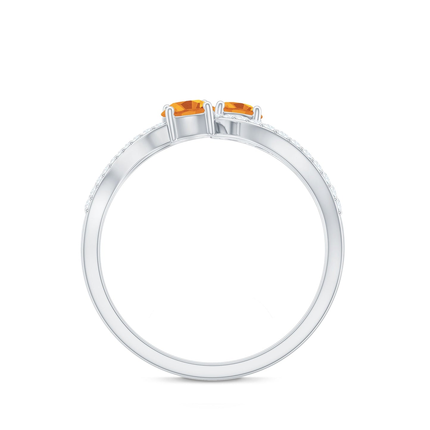 Natural Citrine Toi Et Moi Engagement Ring with Diamond