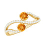 Natural Citrine Toi Et Moi Engagement Ring with Diamond