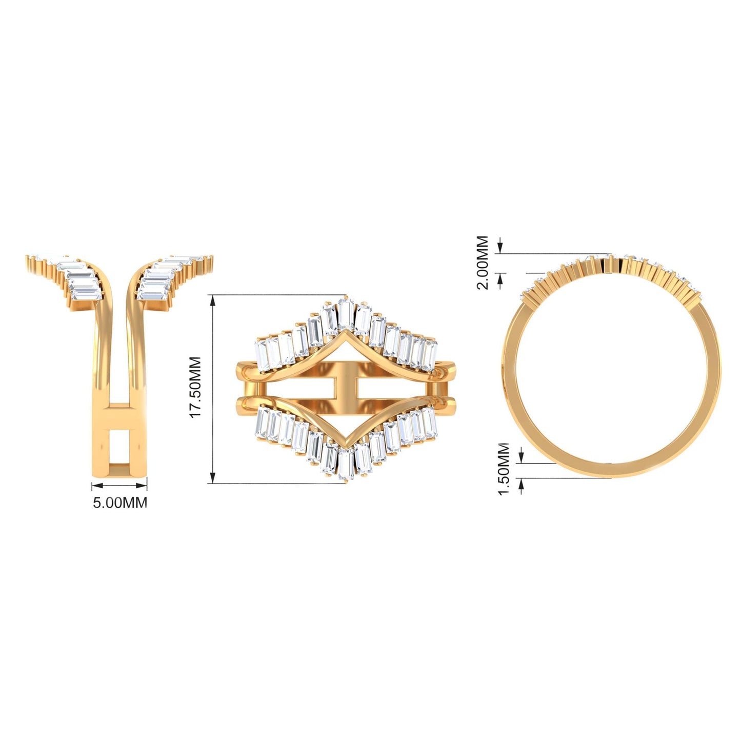Baguette Cut Moissanite Engagement Ring Enhancer