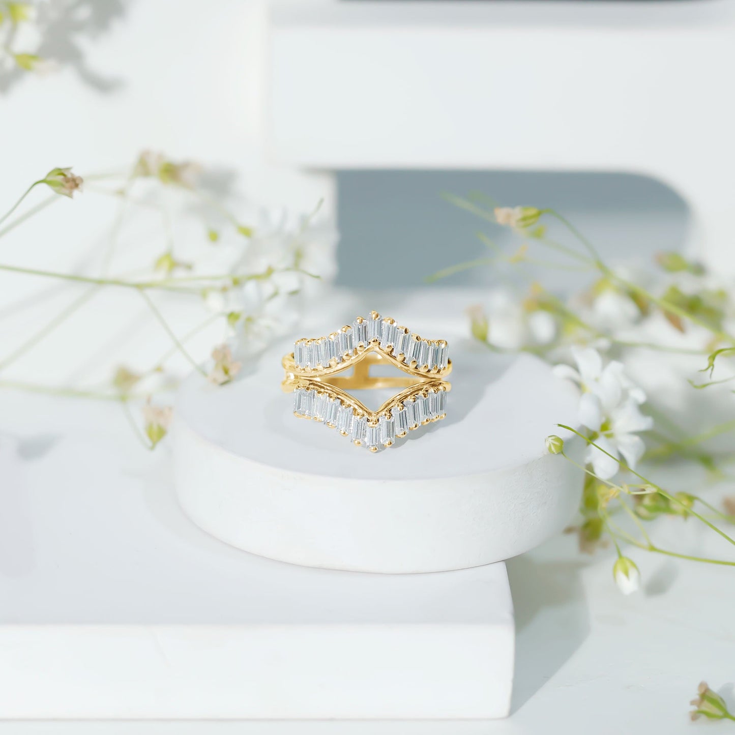Baguette Cut Moissanite Engagement Ring Enhancer