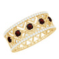 Art Deco Garnet Diamond Thick Wedding Band with Certificate