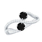 Natural Black Spinel 2 Promise Ring with Diamond