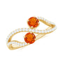 Fire Opal and Diamond Two Stone Cocktail Engagement Ring