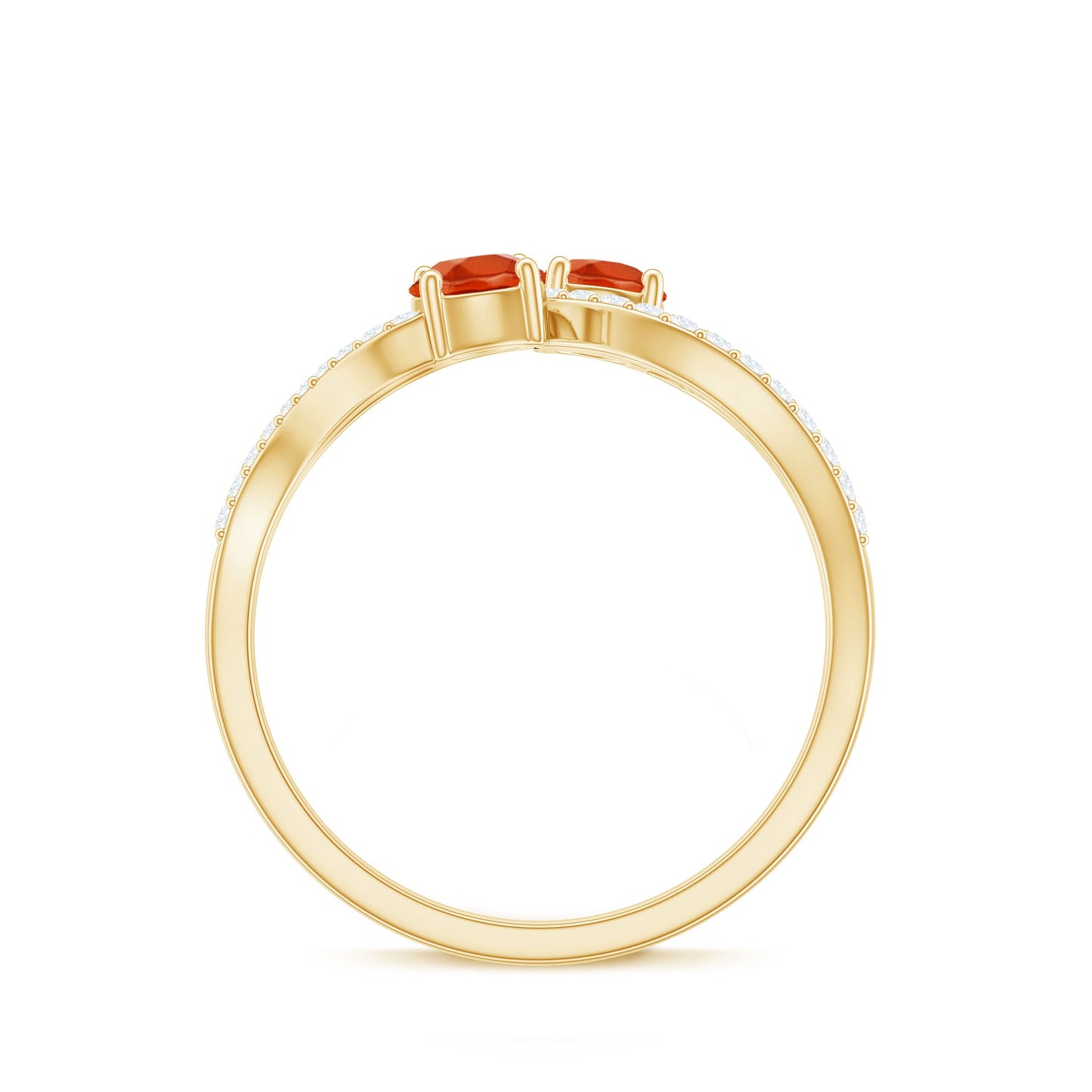 Fire Opal and Diamond Two Stone Cocktail Engagement Ring