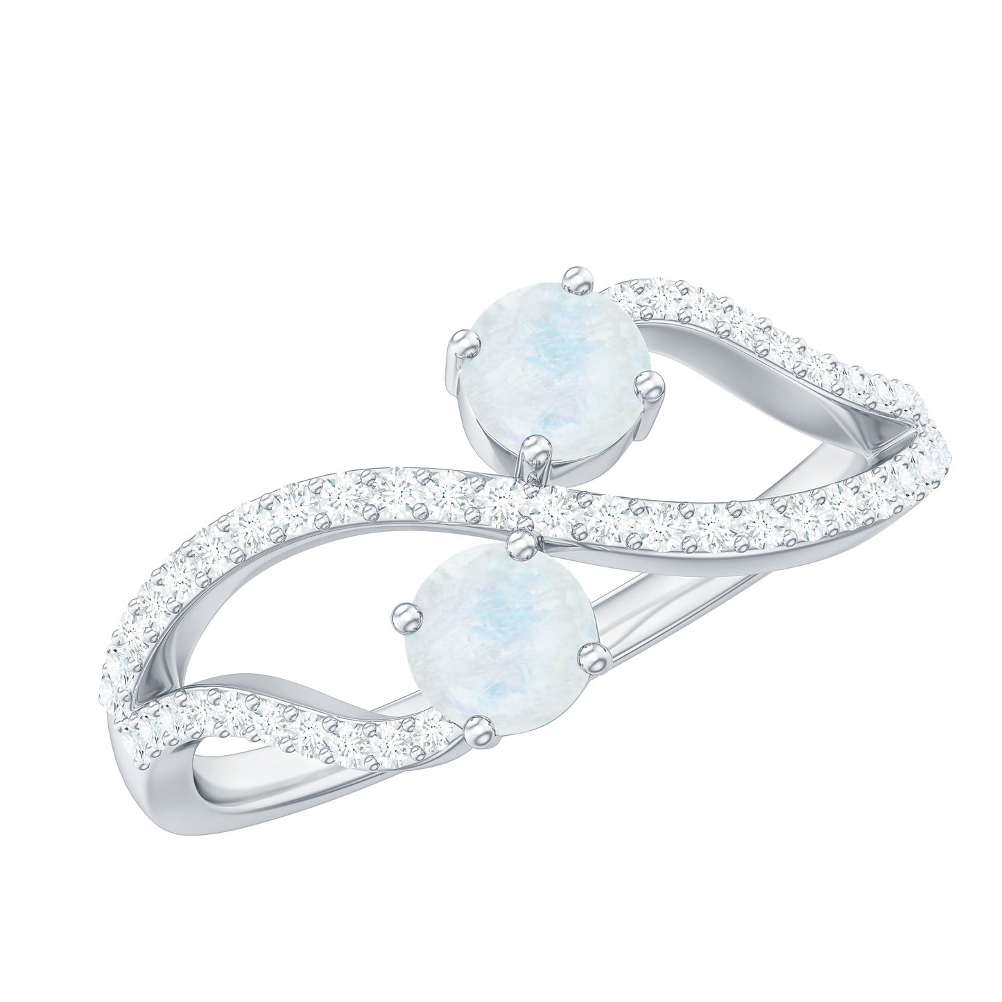 Minimal Moonstone and Diamond Infinity Engagement Ring