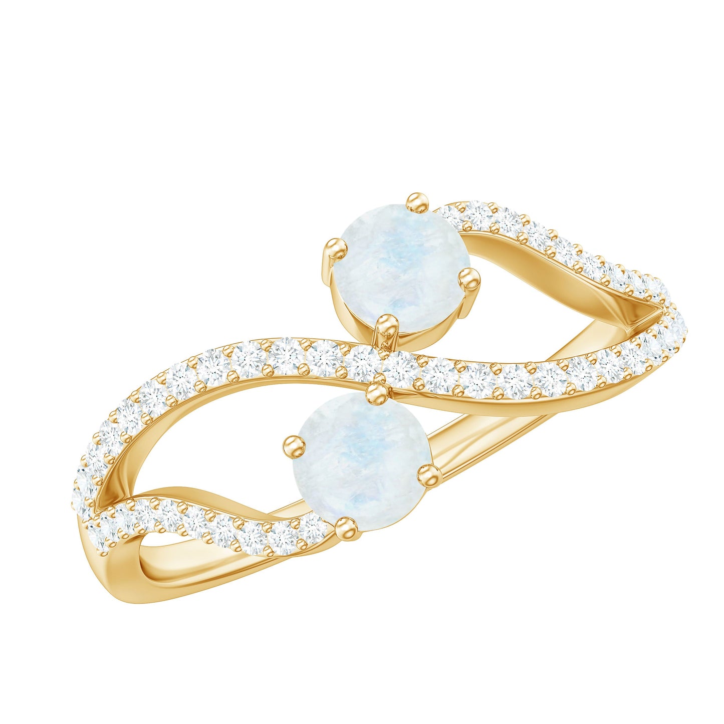 Minimal Moonstone and Diamond Infinity Engagement Ring
