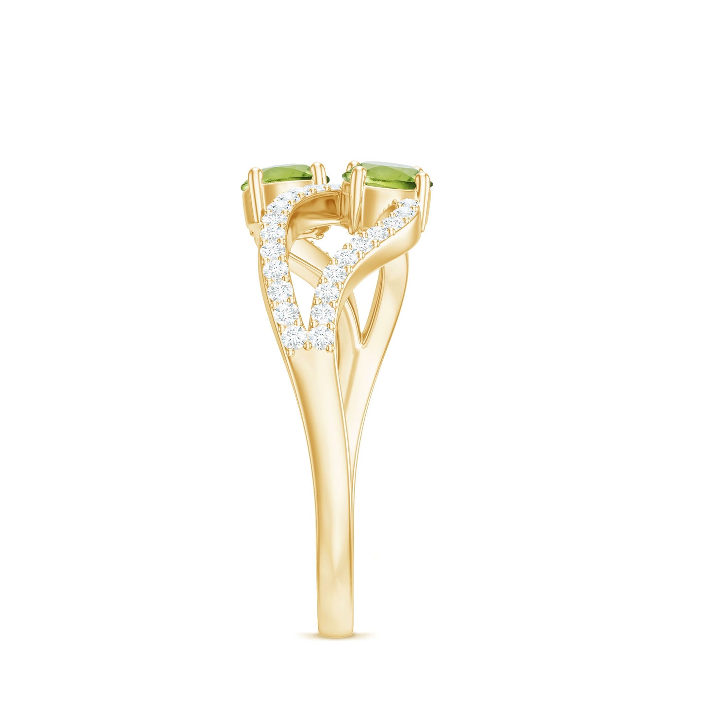 Natural Peridot Toi Et Moi Ring with Diamond Infinity Shank
