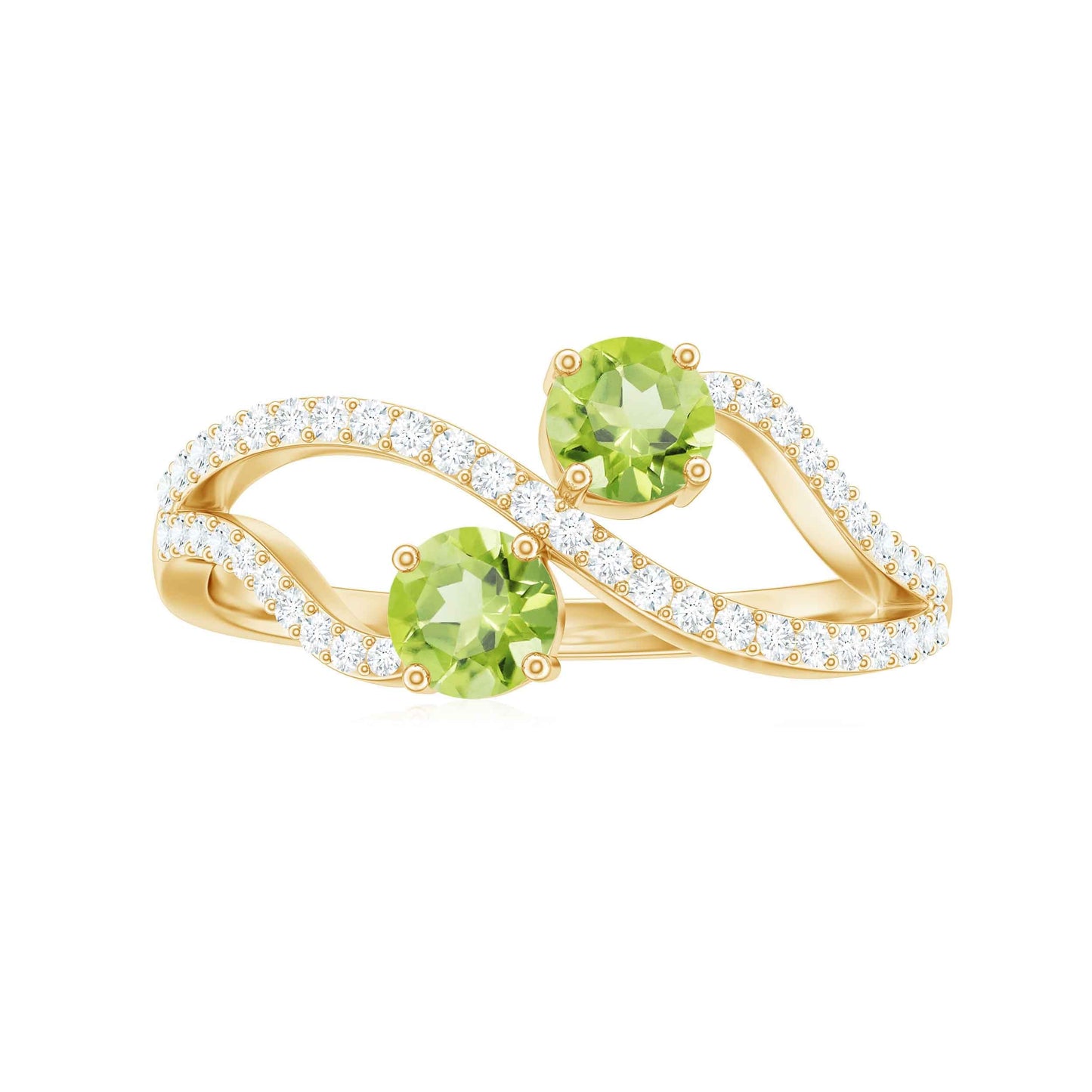 Natural Peridot Toi Et Moi Ring with Diamond Infinity Shank