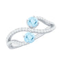 2 Stone Aquamarine and Diamond Infinity Promise Ring for Women