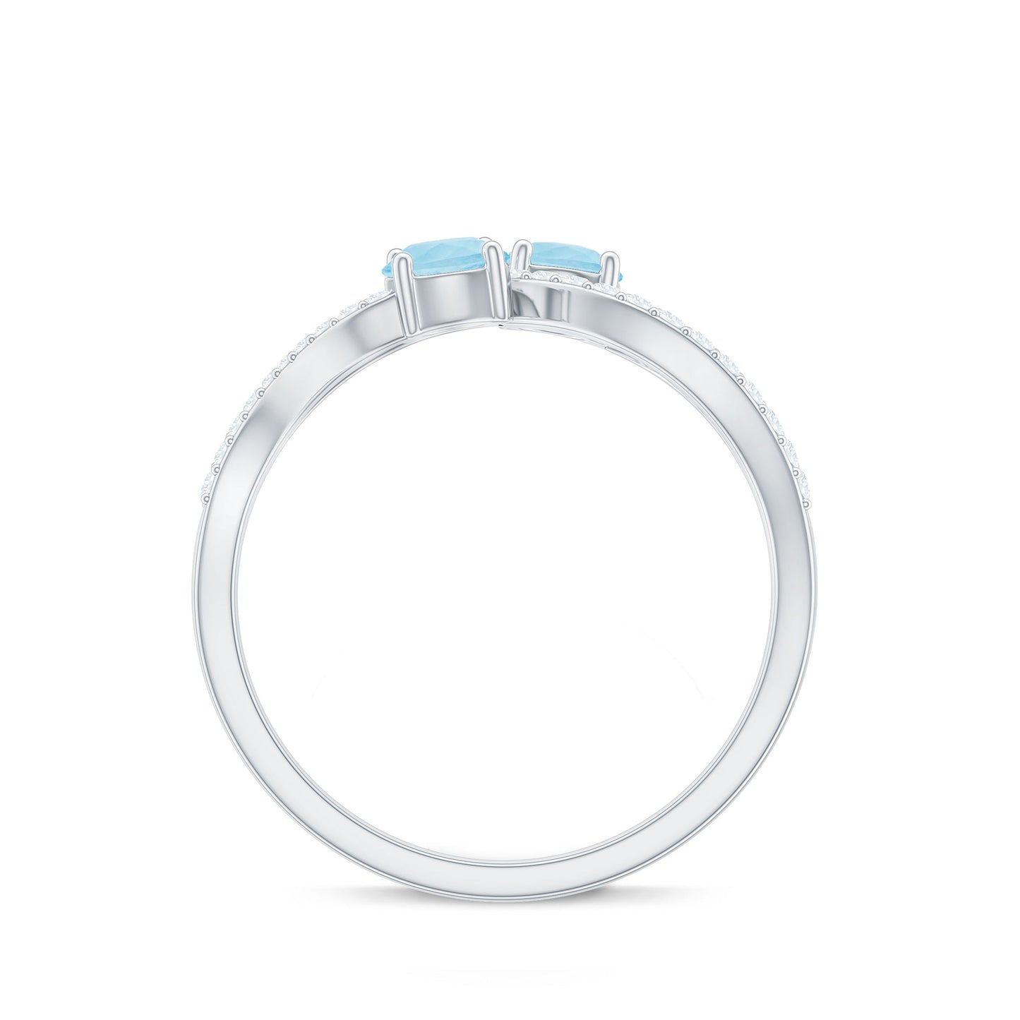 2 Stone Aquamarine and Diamond Infinity Promise Ring for Women