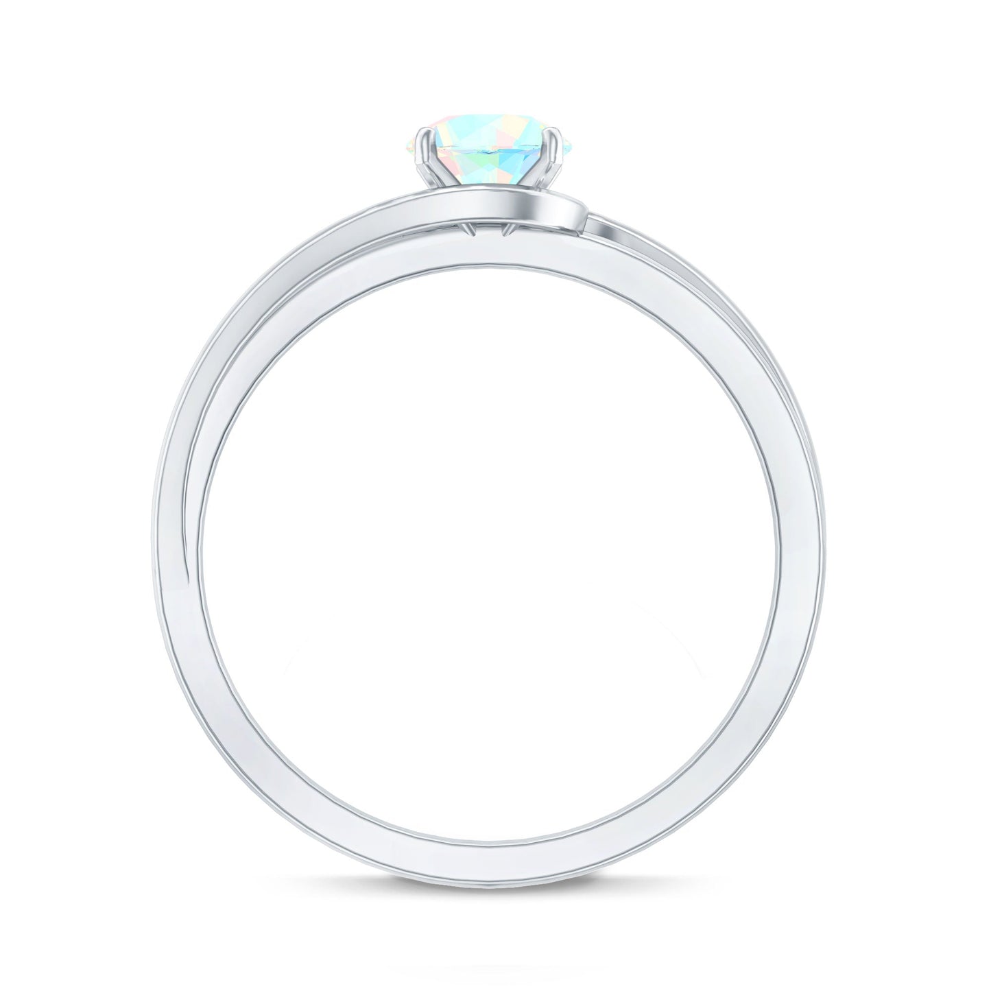 Natural Ethiopian Opal Solitaire Ring with Bypass Shank