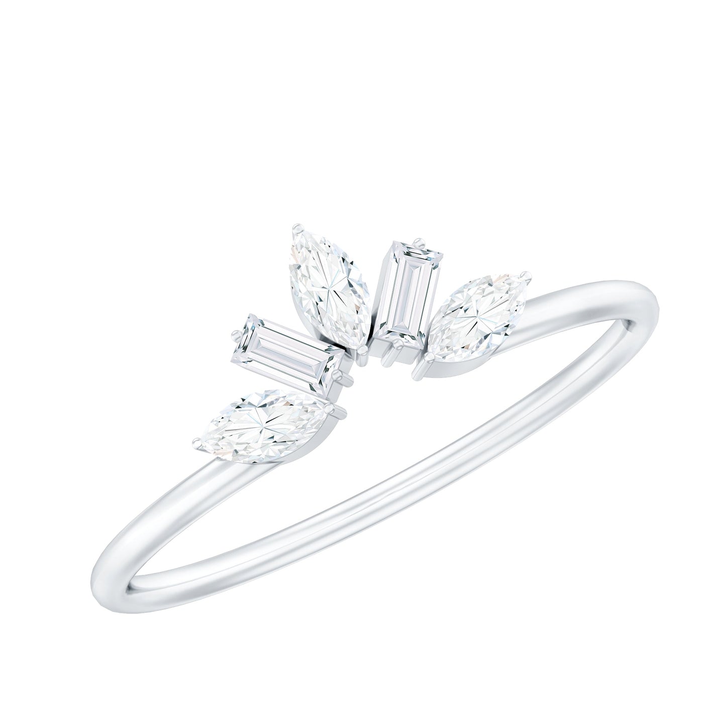 Marquise and Baguette Moissanite Enhancer Ring