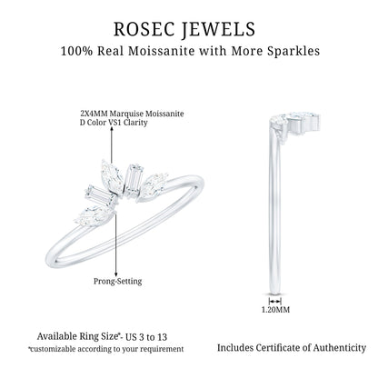 Marquise and Baguette Moissanite Enhancer Ring