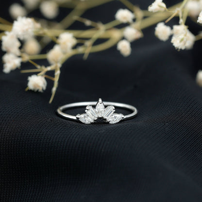 Marquise and Baguette Moissanite Enhancer Ring