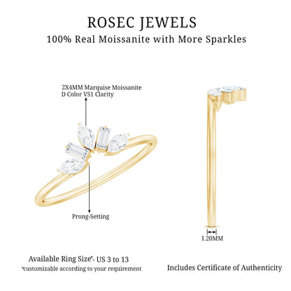Marquise and Baguette Moissanite Enhancer Ring