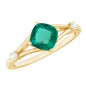 Certified 0.9 Carat Cushion Cut Lab Grown Emerald Diamond Engagement Ring with Split Shank