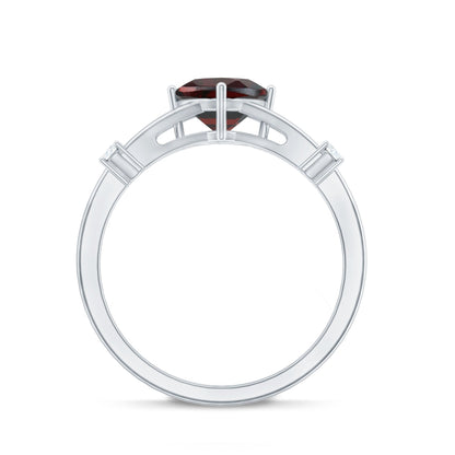 3.2 Carat Genuine Garnet Diamond Cushion Cut Engagement Ring with Split Shank