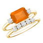 1 Carat Emerald Cut Fire Opal and Diamond Engagement Ring with Enhancer