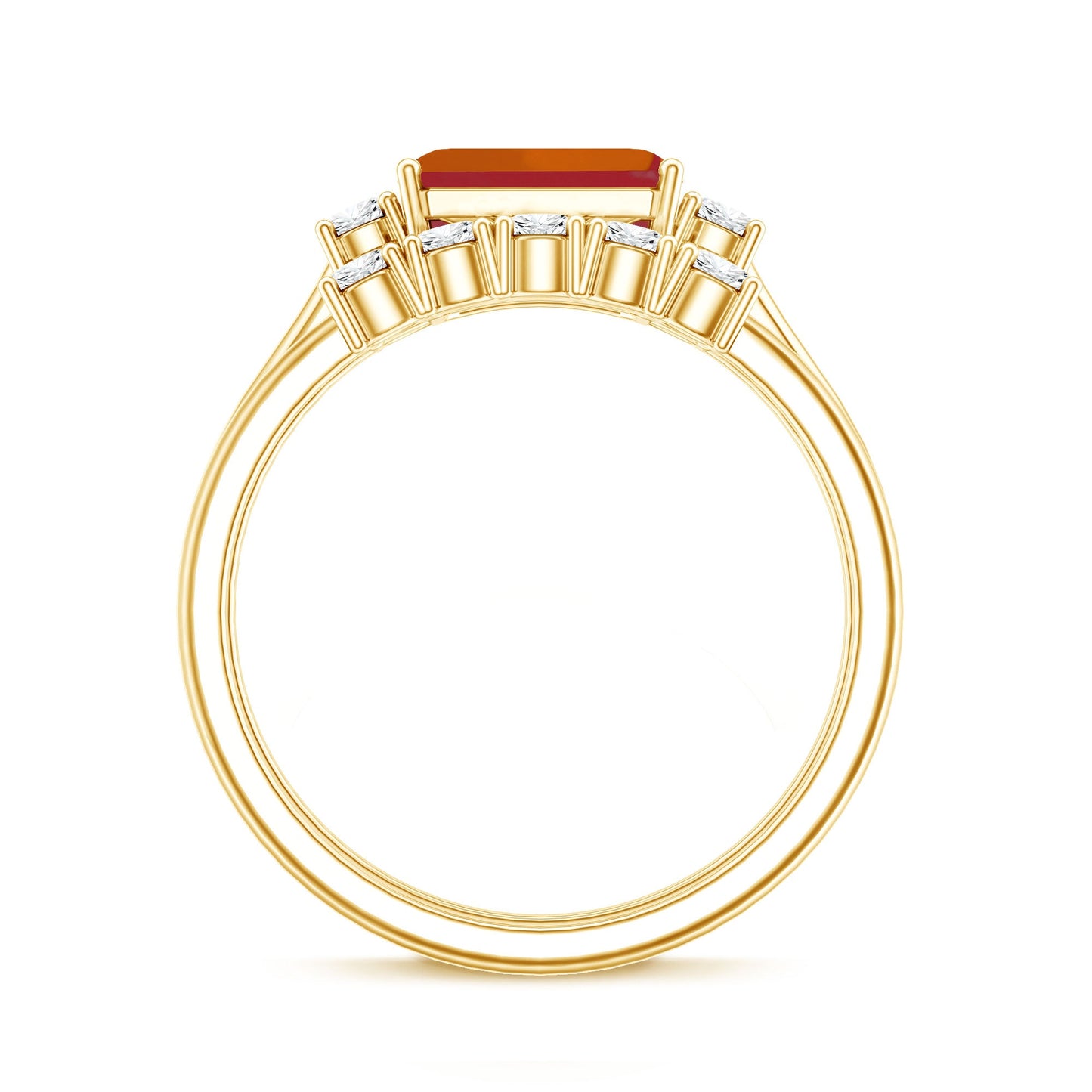 1 Carat Emerald Cut Fire Opal and Diamond Engagement Ring with Enhancer