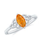 Marquise Cut Fire Opal Celtic Knot Engagement Ring with Diamond