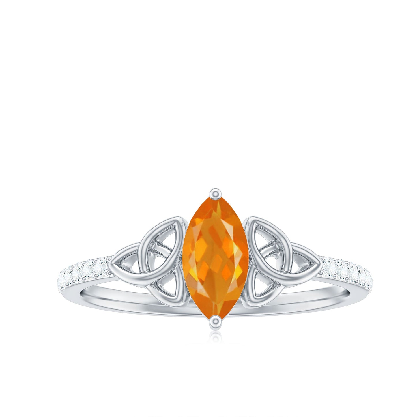 Marquise Cut Fire Opal Celtic Knot Engagement Ring with Diamond
