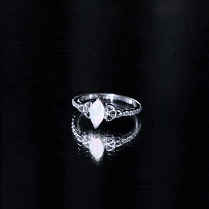 Natural Ethiopian Opal Diamond Engagement Ring with Celtic Knot