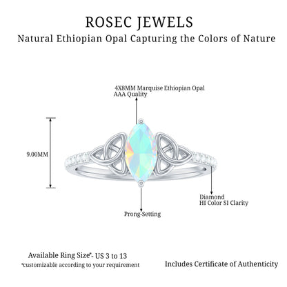 Natural Ethiopian Opal Diamond Engagement Ring with Celtic Knot